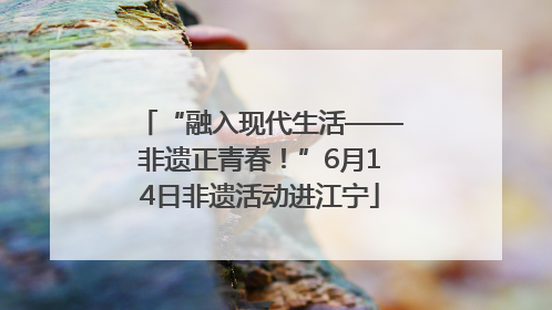 “融入现代生活——非遗正青春！”6月14日非遗活动进江宁