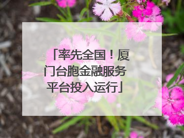 率先全国！厦门台胞金融服务平台投入运行