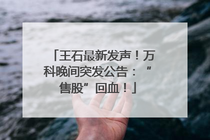 王石最新发声！万科晚间突发公告：“售股”回血！