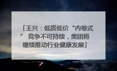 王兴：低质低价“内卷式” 竞争不可持续，美团将继续推动行业健康发展