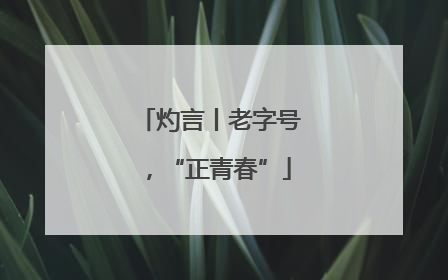 灼言丨老字号，“正青春”