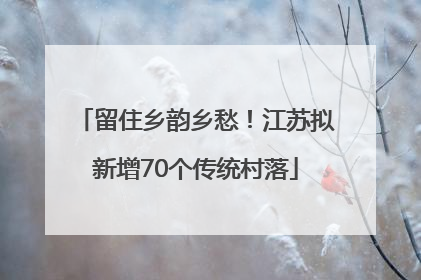 留住乡韵乡愁！江苏拟新增70个传统村落