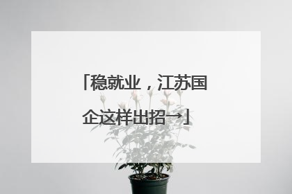 稳就业，江苏国企这样出招→