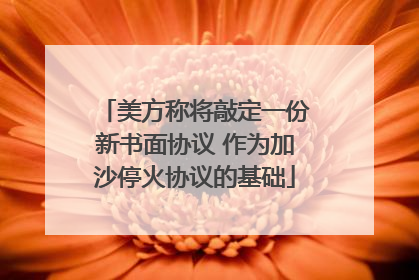 美方称将敲定一份新书面协议 作为加沙停火协议的基础