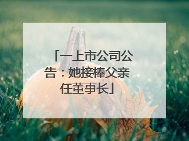 一上市公司公告：她接棒父亲任董事长