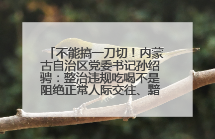 不能搞一刀切！内蒙古自治区党委书记孙绍骋：整治违规吃喝不是阻绝正常人际交往、黯淡人间烟火