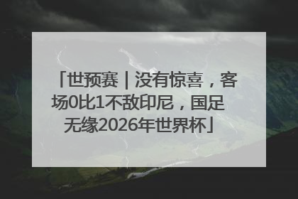 世预赛｜没有惊喜，客场0比1不敌印尼，国足无缘2026年世界杯
