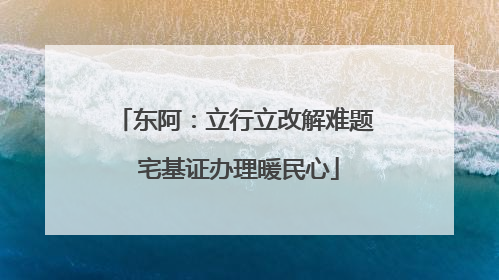 东阿：立行立改解难题 宅基证办理暖民心