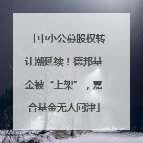 中小公募股权转让潮延续！德邦基金被“上架”，嘉合基金无人问津