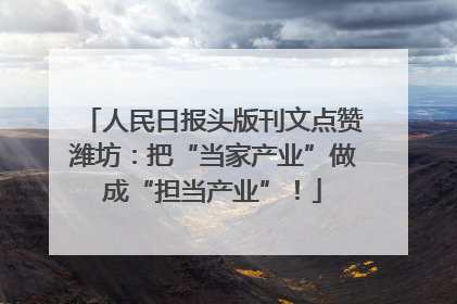 人民日报头版刊文点赞潍坊：把“当家产业”做成“担当产业”！