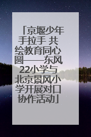 京堰少年手拉手 共绘教育同心圆——东风22小学与北京景风小学开展对口协作活动