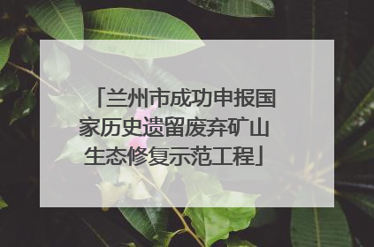 兰州市成功申报国家历史遗留废弃矿山生态修复示范工程