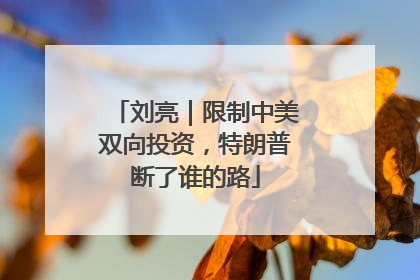 刘亮｜限制中美双向投资，特朗普断了谁的路