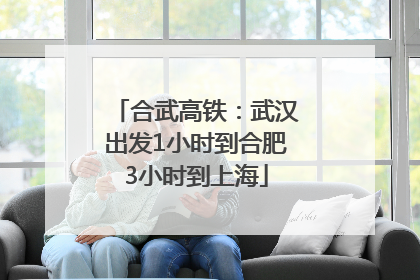 合武高铁：武汉出发1小时到合肥3小时到上海