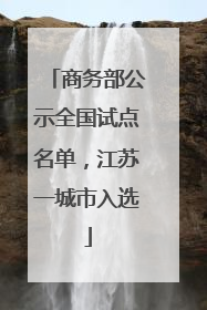 商务部公示全国试点名单，江苏一城市入选