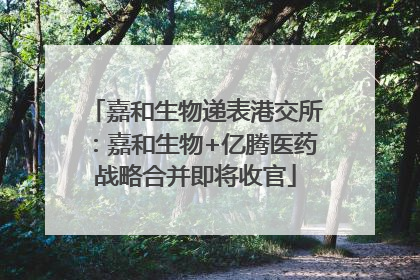 嘉和生物递表港交所：嘉和生物+亿腾医药战略合并即将收官