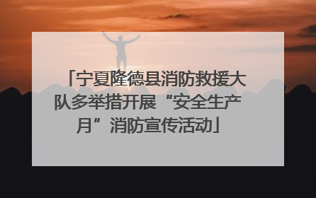 宁夏隆德县消防救援大队多举措开展“安全生产月”消防宣传活动