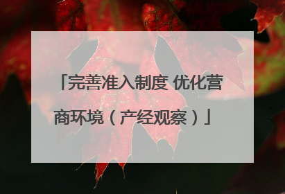 完善准入制度 优化营商环境（产经观察）