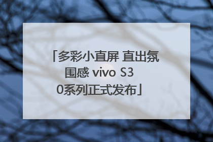多彩小直屏 直出氛围感 vivo S30系列正式发布