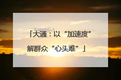 大通：以“加速度”解群众“心头难”