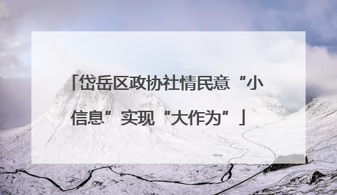岱岳区政协社情民意“小信息”实现“大作为”