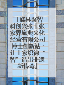 峰林聚智 科创兴张丨张家界旅典文化经营有限公司博士创新站：让土家织锦“智”造出非遗新传奇