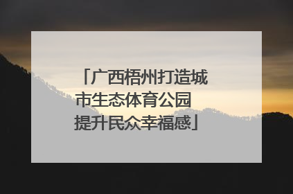 广西梧州打造城市生态体育公园 提升民众幸福感