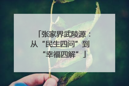 张家界武陵源：从“民生四问”到“幸福四解”