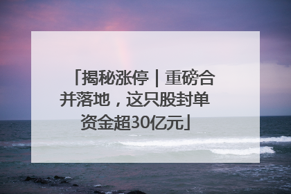 揭秘涨停｜重磅合并落地，这只股封单资金超30亿元