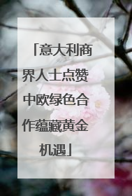 意大利商界人士点赞中欧绿色合作蕴藏黄金机遇