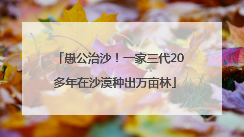 愚公治沙！一家三代20多年在沙漠种出万亩林