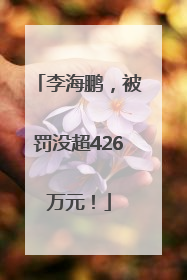 李海鹏，被罚没超426万元！