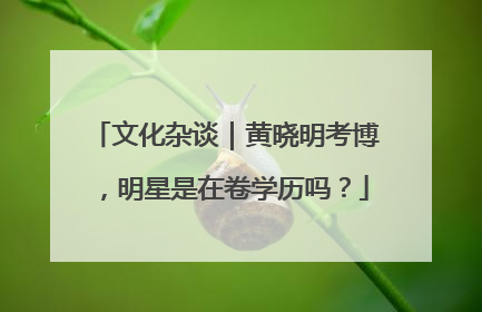 文化杂谈｜黄晓明考博，明星是在卷学历吗？