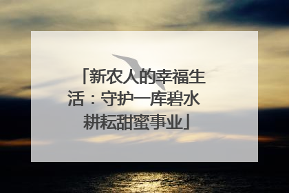 新农人的幸福生活：守护一库碧水 耕耘甜蜜事业