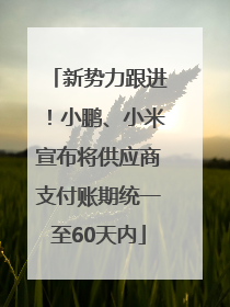 新势力跟进！小鹏、小米宣布将供应商支付账期统一至60天内