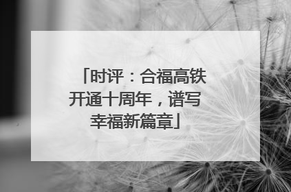 时评：合福高铁开通十周年，谱写幸福新篇章