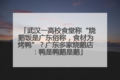武汉一高校食堂称“烧鹅饭是广东俗称，食材为烤鸭”？广东多家烧鹅店：鸭是鸭鹅是鹅