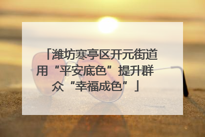 潍坊寒亭区开元街道用“平安底色”提升群众“幸福成色”