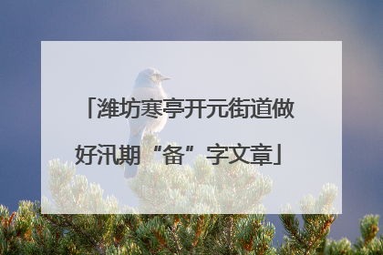潍坊寒亭开元街道做好汛期“备”字文章