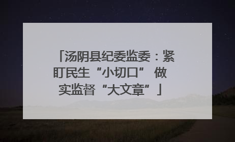 汤阴县纪委监委：紧盯民生“小切口” 做实监督“大文章”