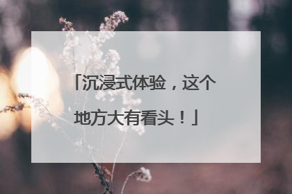 沉浸式体验，这个地方大有看头！
