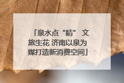 泉水点“睛” 文旅生花 济南以泉为媒打造新消费空间