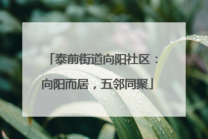 泰前街道向阳社区：向阳而居，五邻同聚