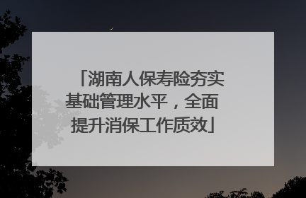 湖南人保寿险夯实基础管理水平，全面提升消保工作质效