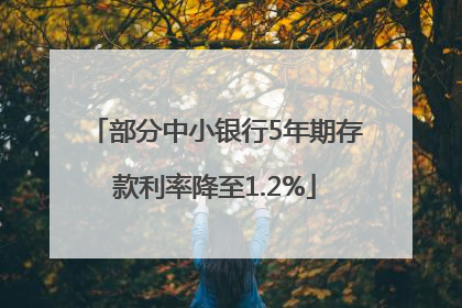 部分中小银行5年期存款利率降至1.2%