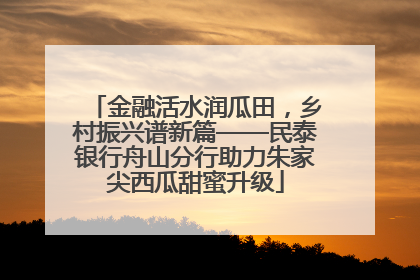 金融活水润瓜田，乡村振兴谱新篇——民泰银行舟山分行助力朱家尖西瓜甜蜜升级