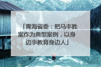 青海省委：把马丰胜案作为典型案例，以身边事教育身边人
