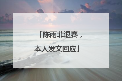 陈雨菲退赛，本人发文回应