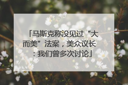马斯克称没见过“大而美”法案，美众议长：我们曾多次讨论