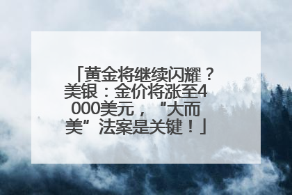 黄金将继续闪耀？美银：金价将涨至4000美元，“大而美”法案是关键！